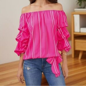 Vince Camuto Elegant Hot Pink Off-Shoulder Top